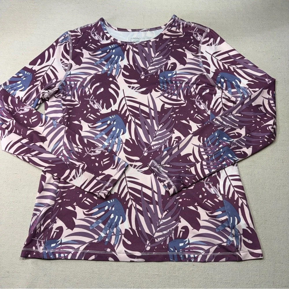 32 DEGREES COOL Women's Purple Leaf Shirt Size Small Sun Protection UPF 50+